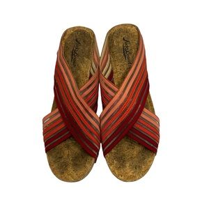 Lucky Brand Red Striped Cork Wedge Sandals size 8.5M